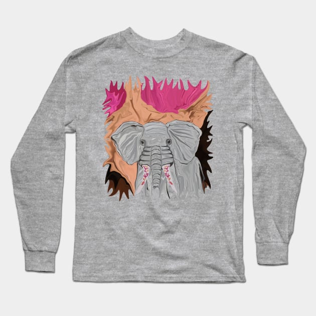 Tusk's Elephant Manicure Long Sleeve T-Shirt by distortionart